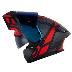 Casco Hro 3480Dv Evo Duality Negro Rojo Visor Iridium Azul