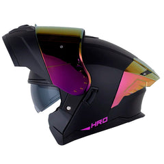 Casco Hro 3480Dv Evo Solid V2 Negro Fucsia Visor Iridium Morado