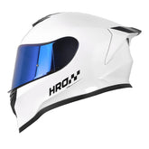 Casco Hro 506Sp Solid Blanco Negro Visor Iridium Azul