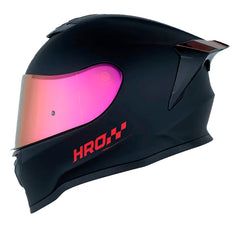 Casco Hro 506Sp Solid V2 Negro Rojo Visor Iridium Rojo