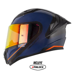 Casco Ls2 FF353 Angle Azul Oscuro Naranja Visor Revo Rojo