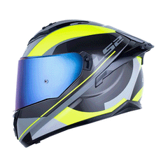Casco Ls2 Ff806 Fusion Dedal Gris Amarillo Neon Visor Iridium Azul