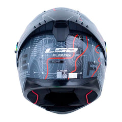 Casco Ls2 Ff806 Fusion Roma Gris Negro Visor Revo Rojo