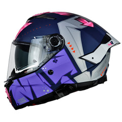 Casco Mt Thunder 4 R Sv Canvas C8 Morado Fucsia Azul