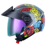 Casco Shaft 212 Paste Gris Rojo Visor Revo Morado