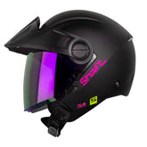 Casco Shaft 212 Solid Negro Fucsia Visor Revo Morado