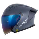 Casco Shaft 226 Gt Solid Gris Silver Visor Iridium Azul