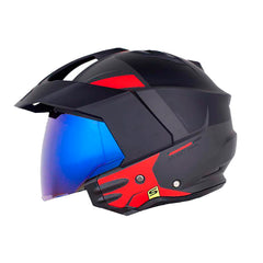 Casco Shaft 227 Trial Kusk Gris Rojo Visor Iridium Azul