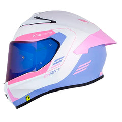 Casco Shaft 584 Sp Complete Camaleon Blanco Rosado Visor Iridium Azul