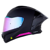 Casco Shaft 596 Sp Solid V2 Negro Fucsia Visor Revo Morado