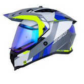 Casco Shaft Mx360 Kosh Gris Amarillo Neon Visor Iridium Azul