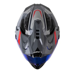 Casco Shaft Mx360 Misho Gris Visor Iridium Azul