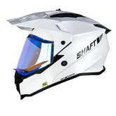 Casco Shaft Mx360 Solid Blanco Negro Visor Iridium Azul