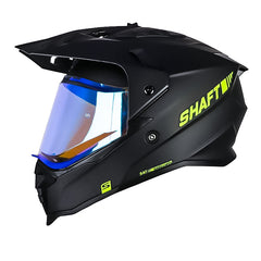 Casco Shaft Mx360 Solid Negro Amarillo Neon Visor Iridium Azul