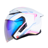 Casco Shaft Pro 343 Dv Jeveux Azul Claro Fucsia Visor Iridium Azul