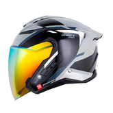Casco Shaft Pro 343 Dv Jeveux Gris Holografico Silver Visor Revo Rojo