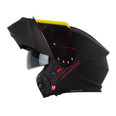 Casco Shaft Pro 4000Dv Evo Solid Negro Rojo Visor Iridium Rojo