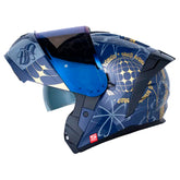 Casco Shaft Pro 4200Dv Neo Ghotic Azul Gris Visor Iridium Azul
