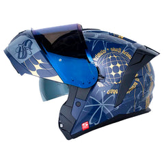 Casco Shaft Pro 4200Dv Neo Ghotic Azul Gris Visor Iridium Azul