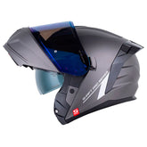 Casco Shaft Pro 4200Dv Solid Gris Silver Visor Iridium Azul