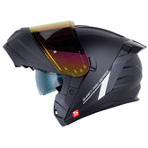 Casco Shaft Pro 4200Dv Solid Negro Silver Visor Iridium Rojo