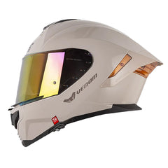 Casco Shaft Pro 609 Venom Solid Arena Gris Visor Iridum Rojo