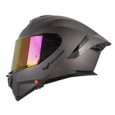 Casco Shaft Pro 609 Venom Solid Gris Negro Visor Iridium Rojo