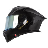 Casco Shaft Pro 609 Venom Solid Negro Holografico Dorado Visor Iridum Dorado