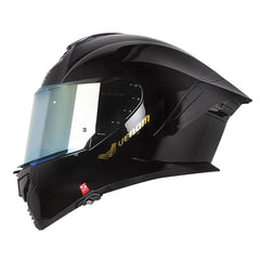 Casco Shaft Pro 609 Venom Solid Negro Holografico Dorado Visor Iridum Dorado