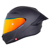Casco Shaft Pro 803Sp Solid Negro Carbono Gris Visor Iridium Rojo
