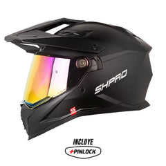 Casco Shaft pro Mx400D Solid Negro Silver Visor Iridium Rojo