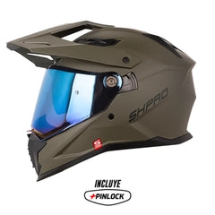Casco Shaft pro Mx400D Solid Verde Negro Visor Iridium Azul