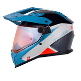 Casco Shaft pro Mx400DV Proton Gris Claro Azul Visor Iridium Naranja