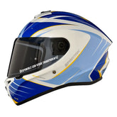Casco Spartan Draken Methane Blanco Azul Dorado