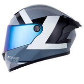 Casco X One X-500 Rs Broken Gris Oscuro Gris Visor Iridium Azul