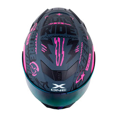 Casco X One X-500 Rs Gritty Gris Fucsia Visor Iridium Morado