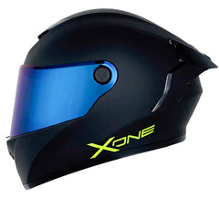 Casco X One X-500 Rs Solid V2 Negro Amarillo Neon Visor Iridium Azul