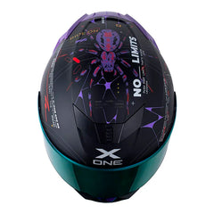Casco X One X-500 Rs Web Lock+ Negro Rojo Visor Iridium Morado