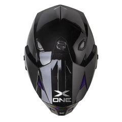 Casco X-One X-Mx328 Dv Solid Negro Silver Visor Iridium Azul