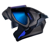 Casco X_One X-3000Rs Aiwe Negro Gris Oscuro Visor Iridium Azul