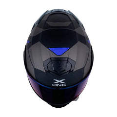 Casco X_One X-3000Rs Aiwe Negro Gris Oscuro Visor Iridium Azul