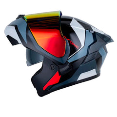 Casco X_One X-3000Rs Aiwe Negro Gris Oscuro Visor Iridium Rojo