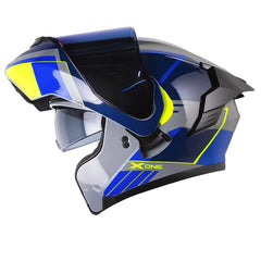 Casco X_One X-3000Rs Mombak Gris Amarillo Visor Iridum Azul