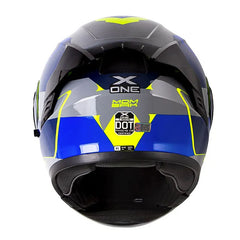 Casco X_One X-3000Rs Mombak Gris Amarillo Visor Iridum Azul