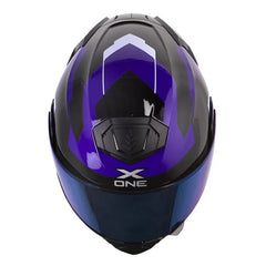 Casco X_One X-3000Rs Mombak Negro Morado Visor Iridum Azul