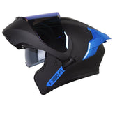 Casco X_One X-3000Rs Solid Negro Azul Visor Iridium Azul