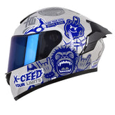 Casco X_One X-500 Rs Cluster Gris Azul Visor Iridium Azul