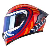 Casco X_One X-500 Rs Daruma Rojo Visor Iridium Azul