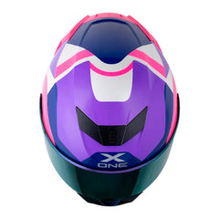 Casco X_One X-500 Rs Ilha Blanco Perlado Fucsia Visor Revo Morado