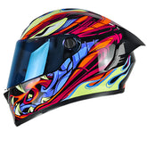 Casco X_One X-500 Rs Orochi Negro Naranja Neon Visor Iridium Azul